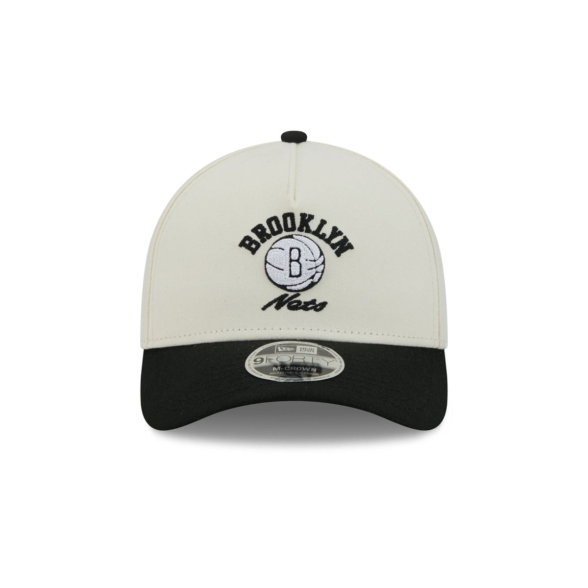 Brooklyn Nets Arched Graphic Chrome White 9FORTY M-Crown A-Frame Snapback Hat