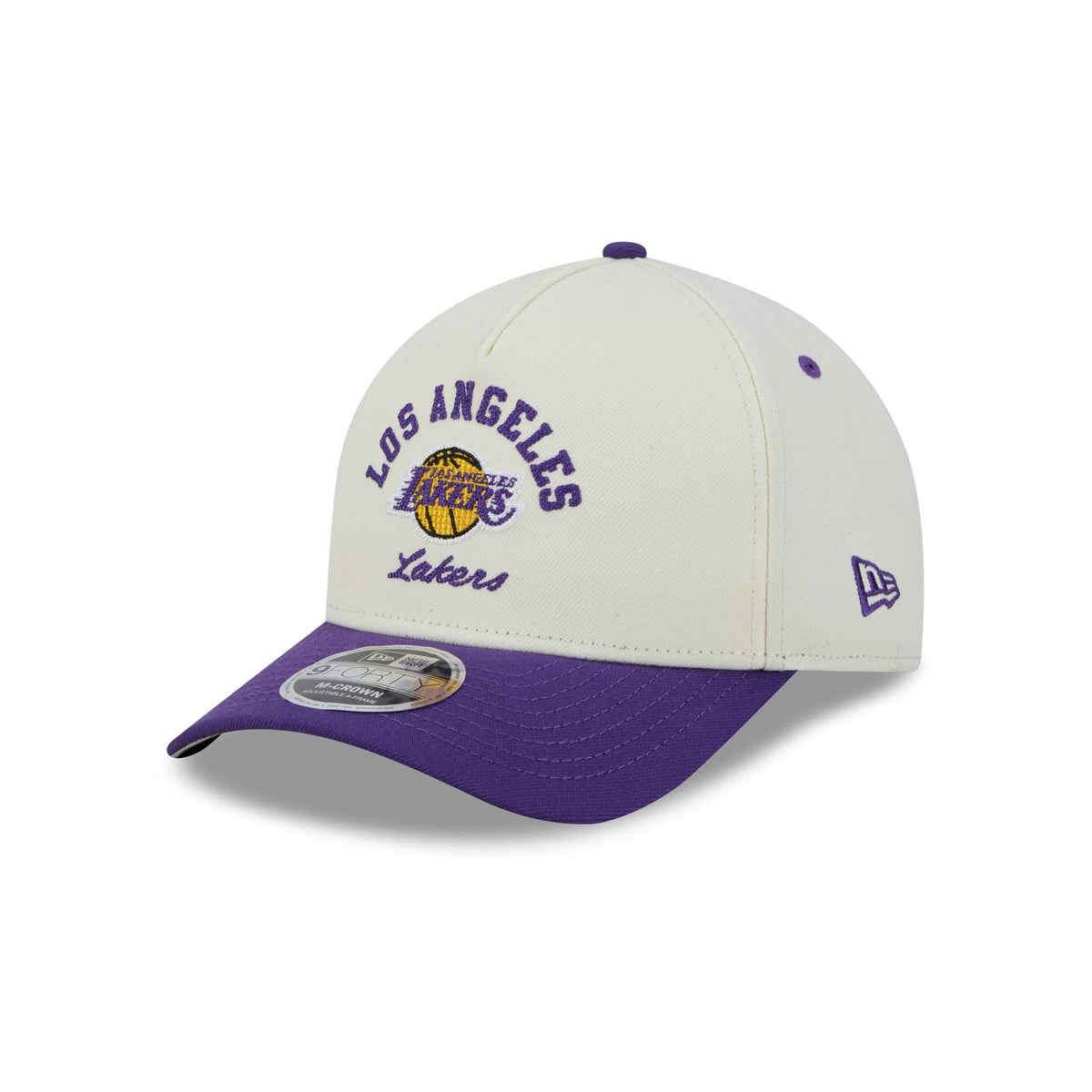 Los Angeles Lakers Arched Graphic Chrome White 9FORTY M-Crown A-Frame Snapback Hat