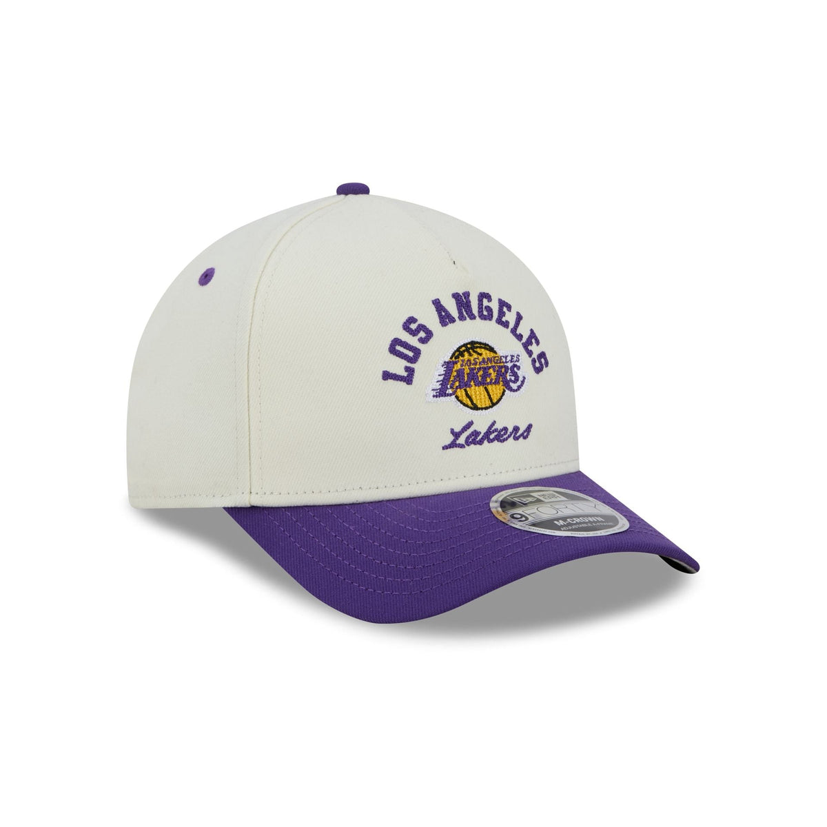 Los Angeles Lakers Arched Graphic Chrome White 9FORTY M-Crown A-Frame Snapback Hat