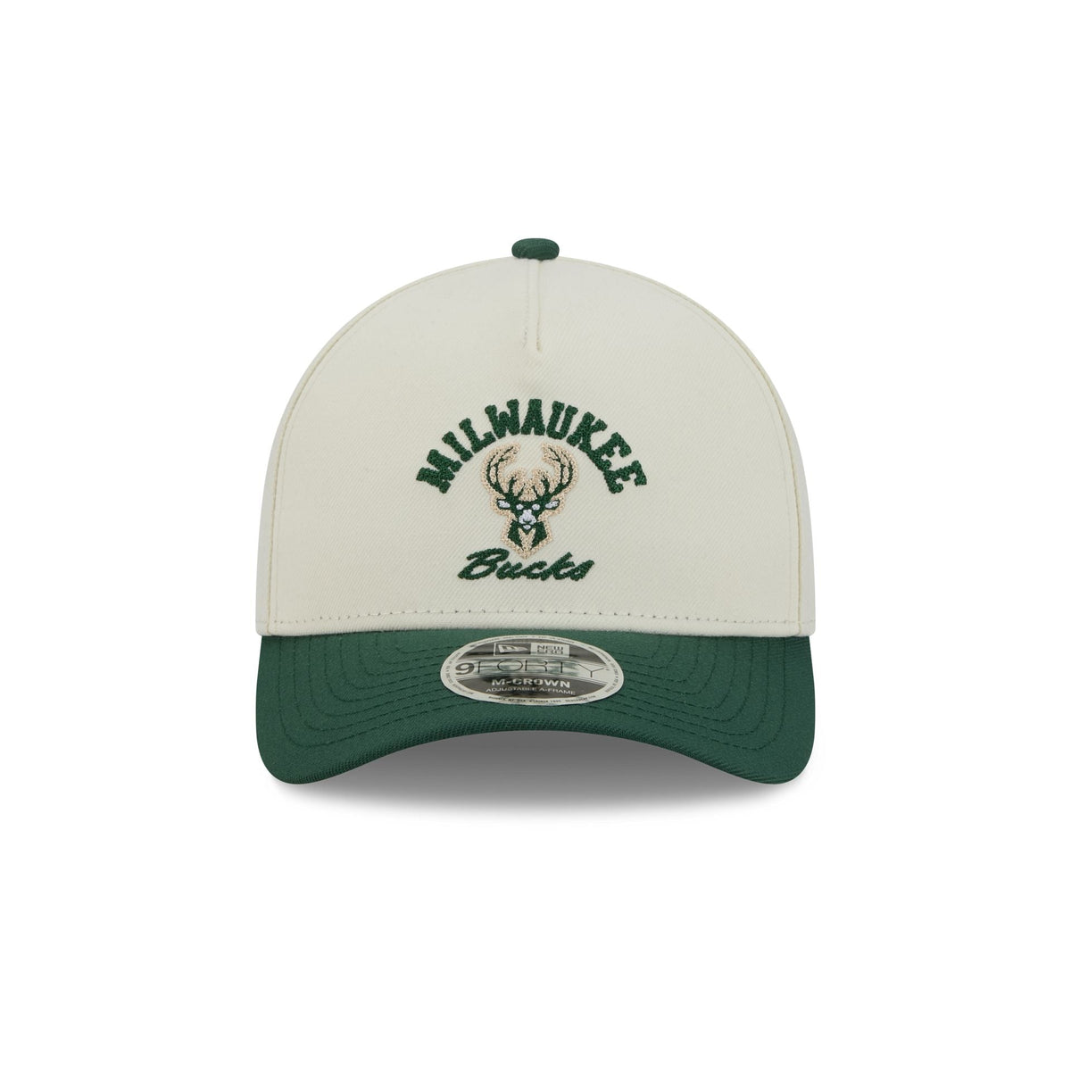 Milwaukee Bucks Arched Graphic Chrome White 9FORTY M-Crown A-Frame Snapback Hat
