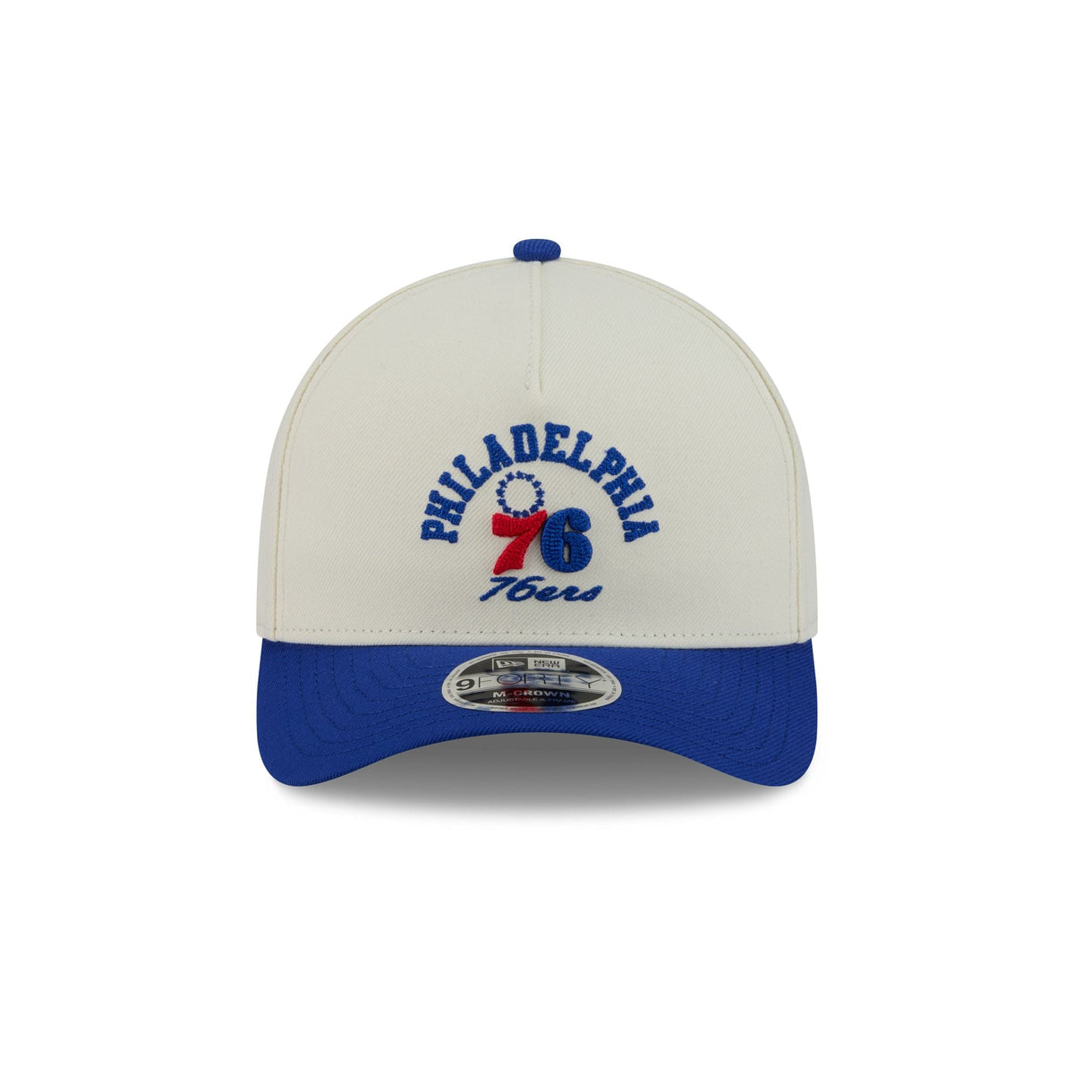Philadelphia 76ers Arched Graphic Chrome White 9FORTY M-Crown A-Frame Snapback Hat