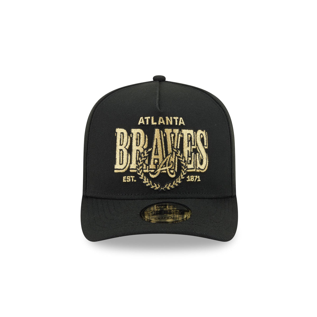 Atlanta Braves Gold Laurel Black 9FIFTY A-Frame Snapback Hat