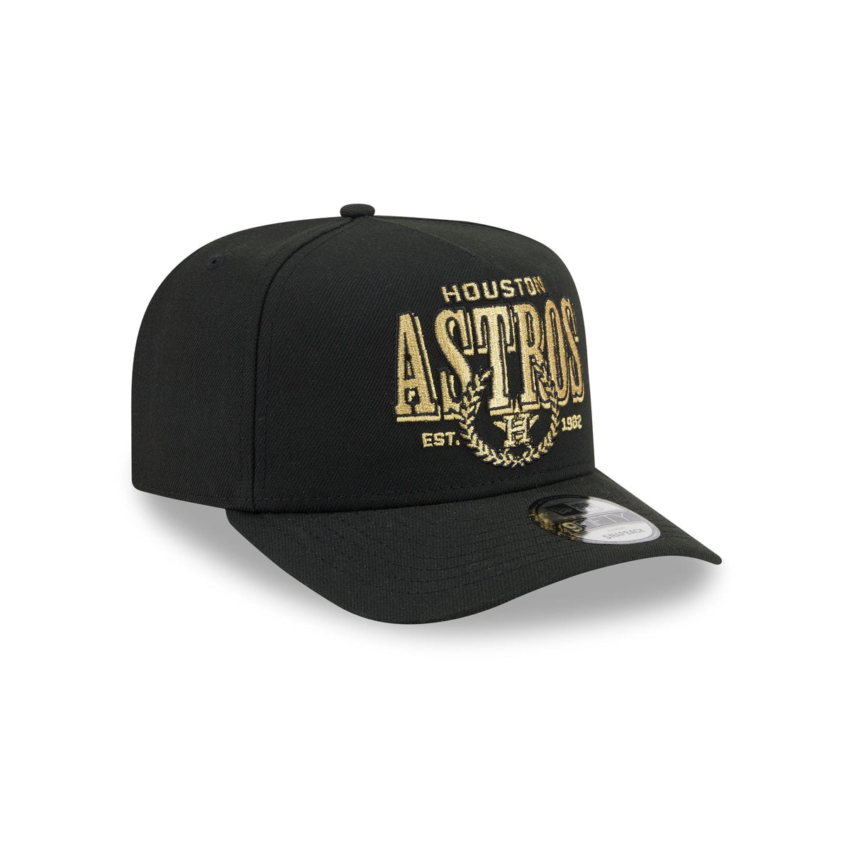 Houston Astros Gold Laurel Black 9FIFTY A-Frame Snapback Hat