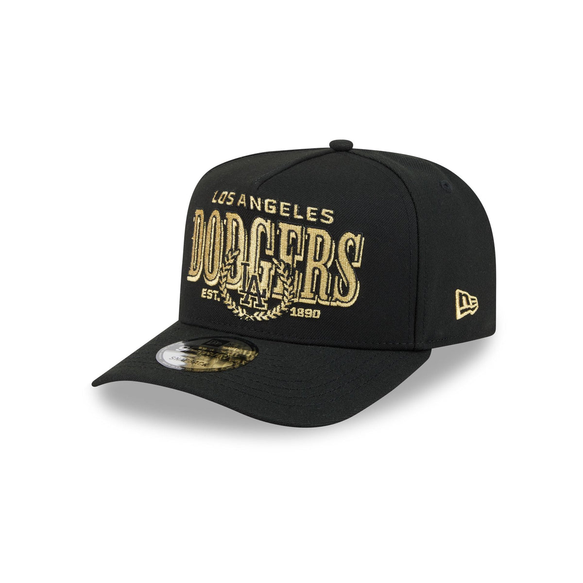 Los Angeles Dodgers Gold Laurel Black 9FIFTY A-Frame Snapback Hat