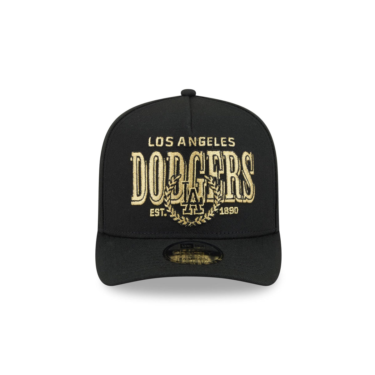 Los Angeles Dodgers Gold Laurel Black 9FIFTY A-Frame Snapback Hat