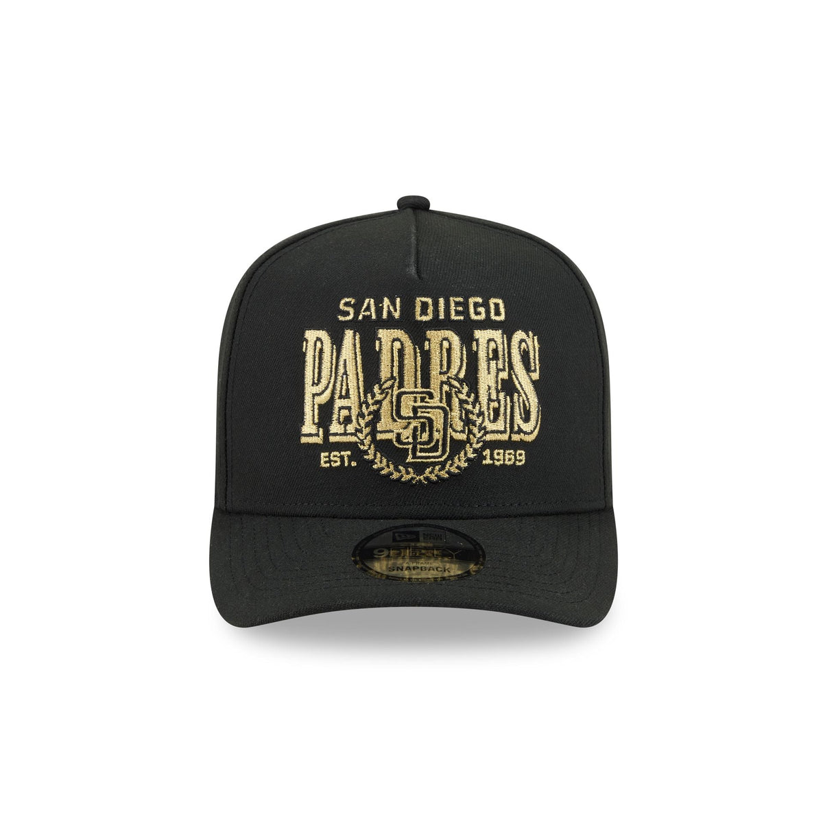 San Diego Padres Gold Laurel Black 9FIFTY A-Frame Snapback Hat