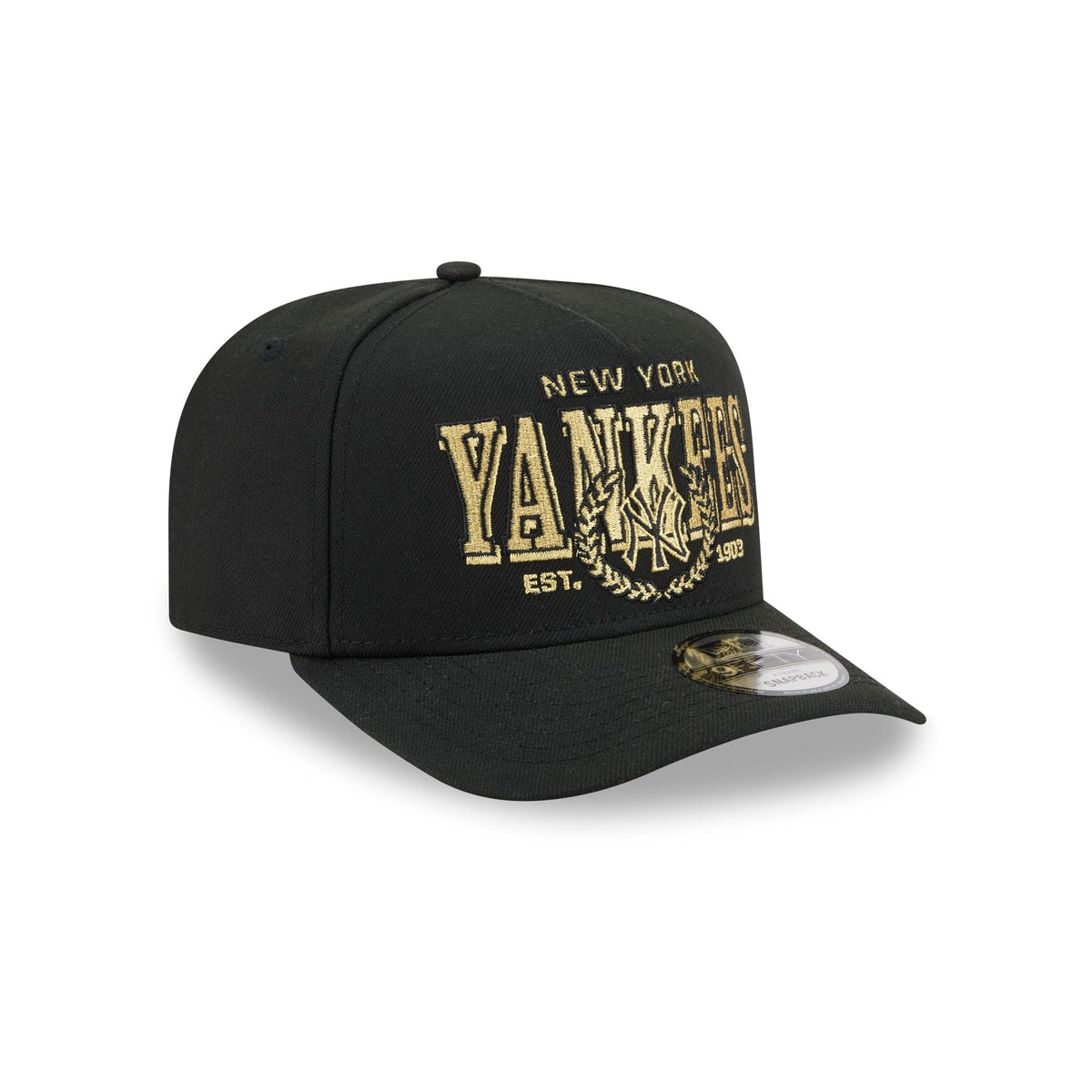 New York Yankees Gold Laurel Black 9FIFTY A-Frame Snapback Hat