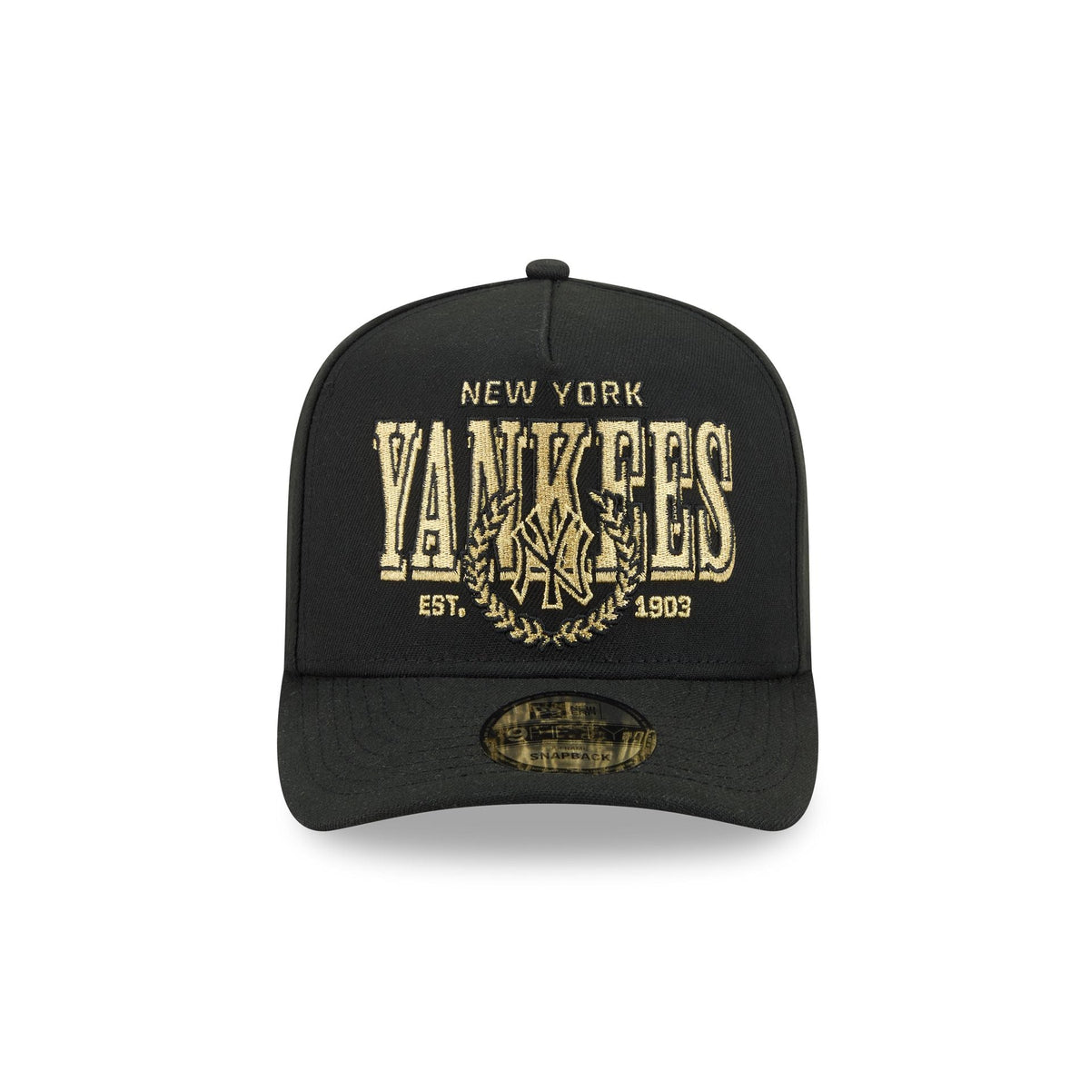 New York Yankees Gold Laurel Black 9FIFTY A-Frame Snapback Hat
