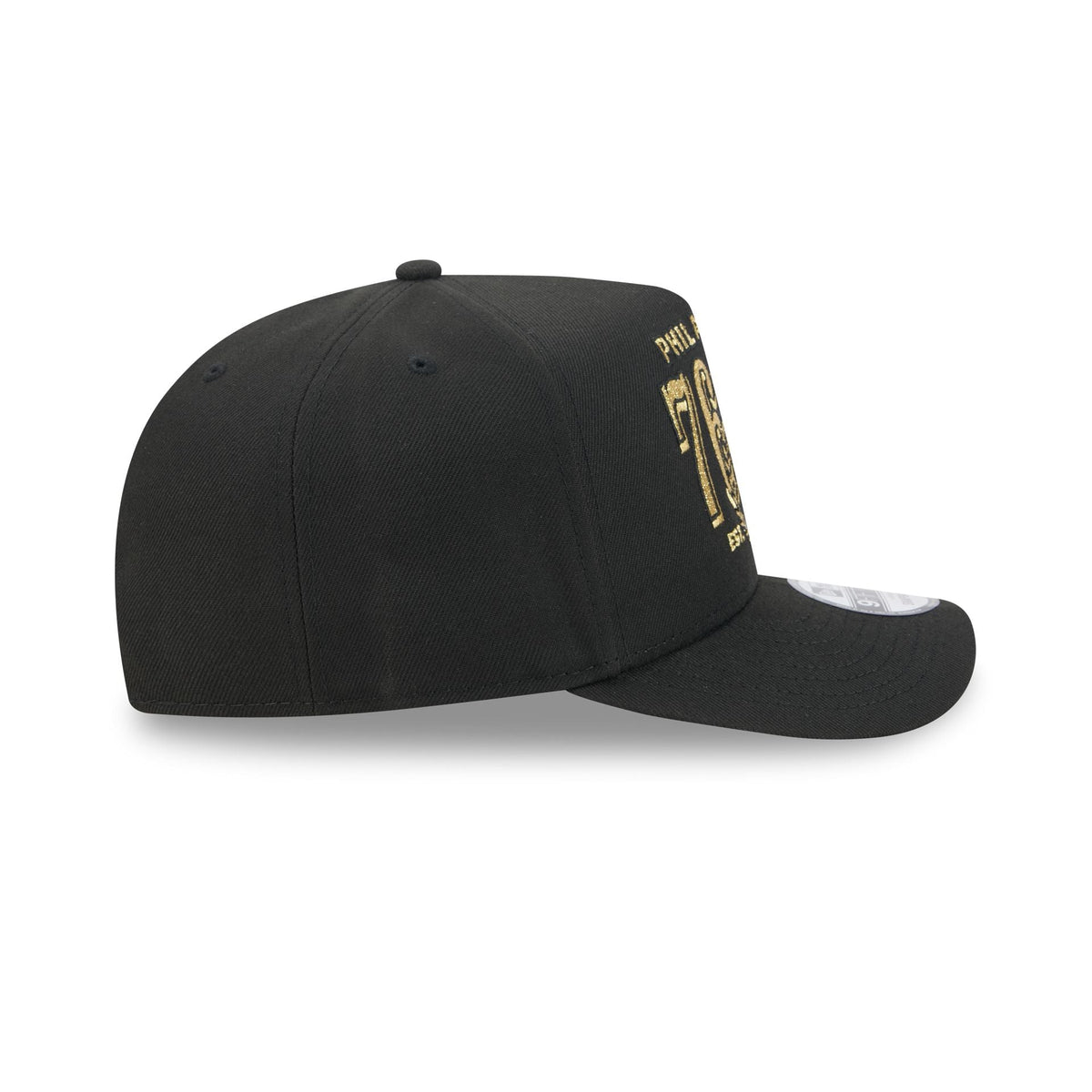 Philadelphia 76ers Gold Laurel Black 9FIFTY A-Frame Snapback Hat
