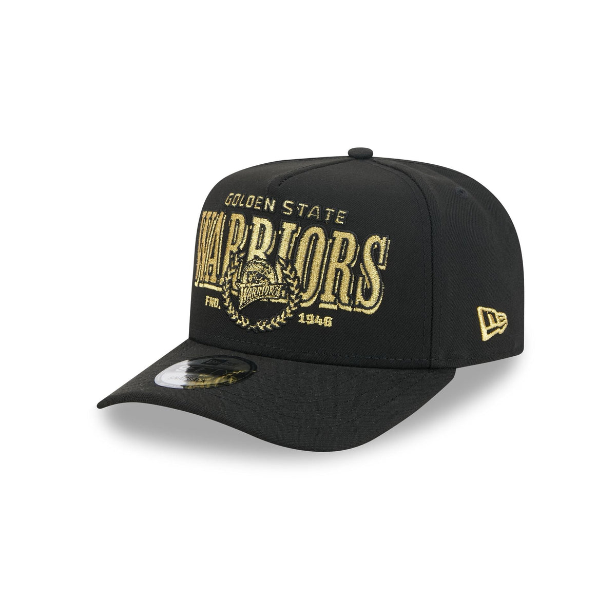 Golden State Warriors Gold Laurel Black 9FIFTY A-Frame Snapback Hat