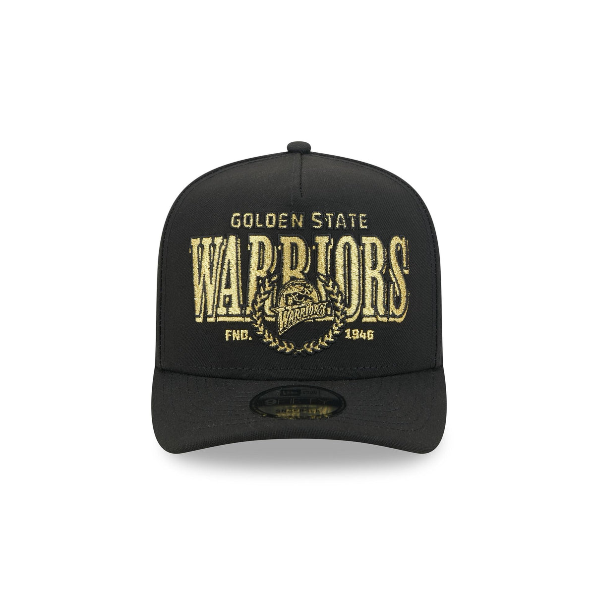 Golden State Warriors Gold Laurel Black 9FIFTY A-Frame Snapback Hat