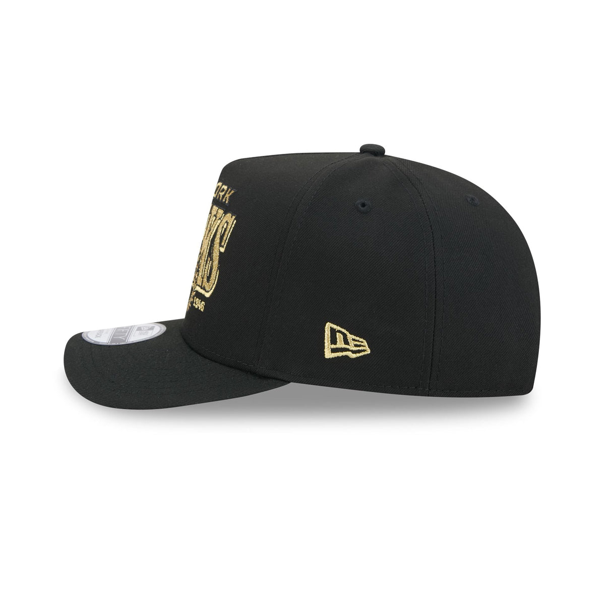 New York Knicks Gold Laurel Black 9FIFTY A-Frame Snapback Hat