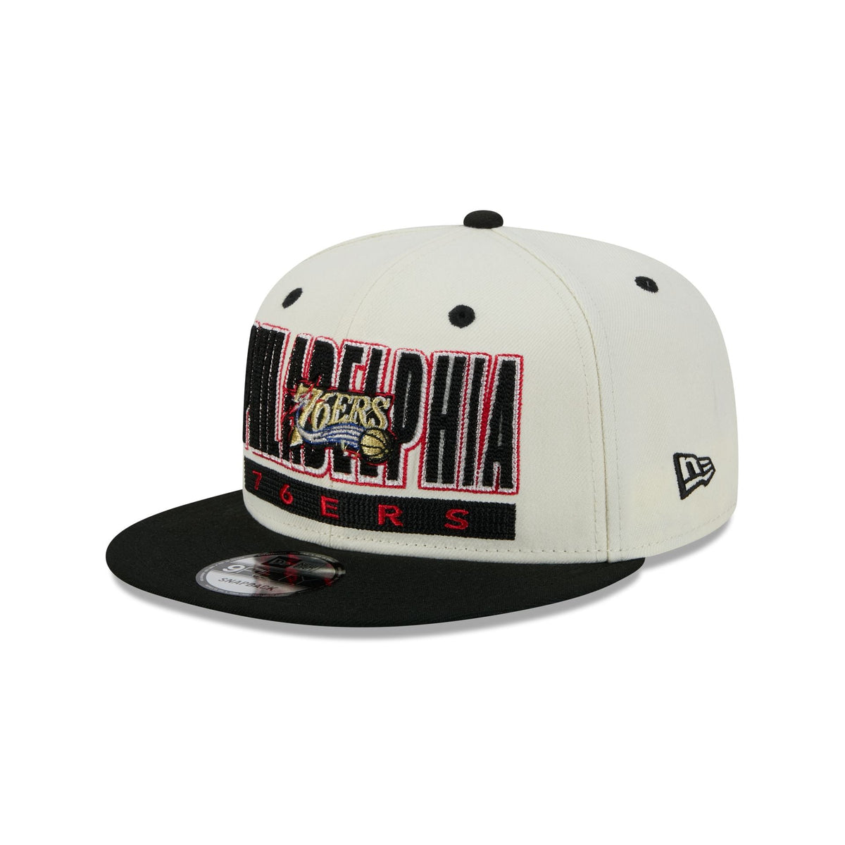 Philadelphia 76ers Classic Stacked Chrome 9FIFTY Snapback Hat