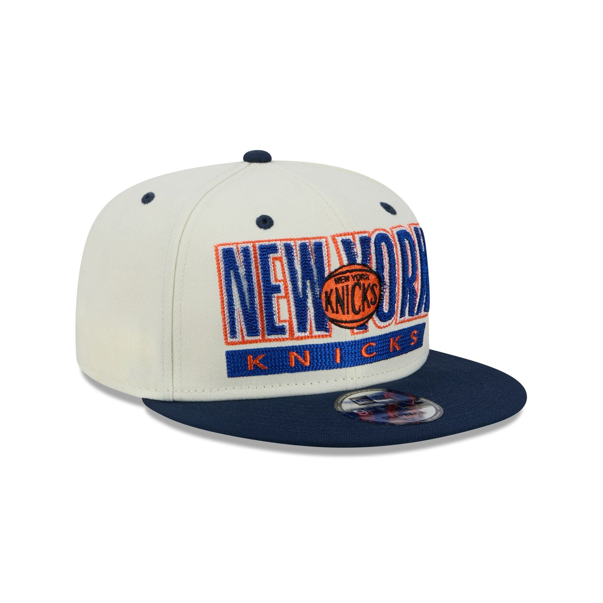 New York Knicks Classic Stacked Chrome 9FIFTY Snapback Hat