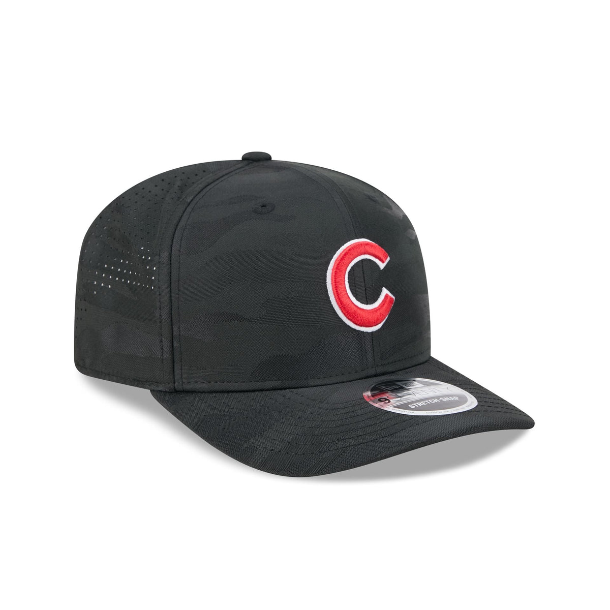 Chicago Cubs Black Camo Performance 9SEVENTY Stretch-Snap Hat