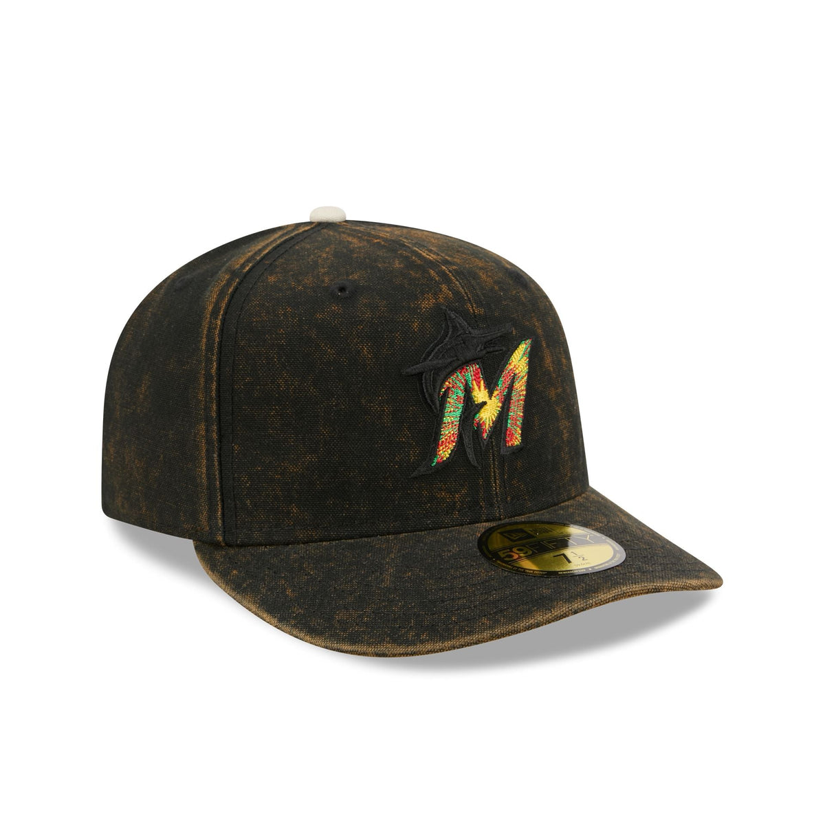 Just Caps Tie Dye Logo Miami Marlins 59FIFTY Fitted Hat