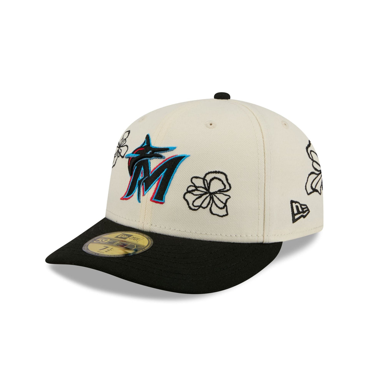 Miami Marlins Floral Outline 59FIFTY Fitted Hat