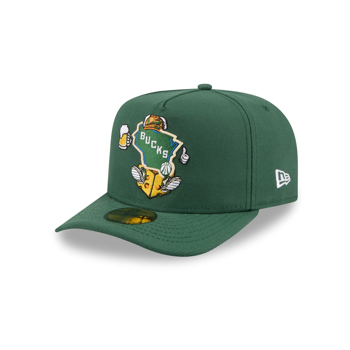 Milwaukee Bucks Cartoon 59FIFTY A-Frame Fitted Hat
