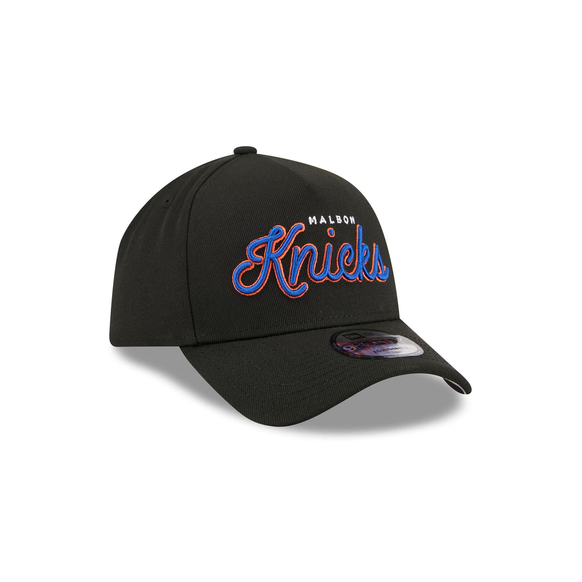 Malbon x New York Knicks Black Script 9FORTY A-Frame Snapback Hat