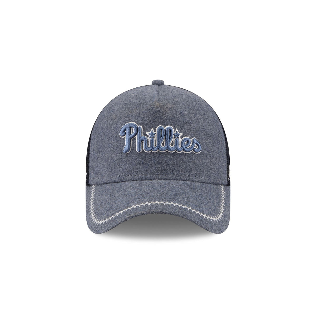 Philadelphia Phillies Navy Brushed Chambray 9FORTY A-Frame Trucker Hat
