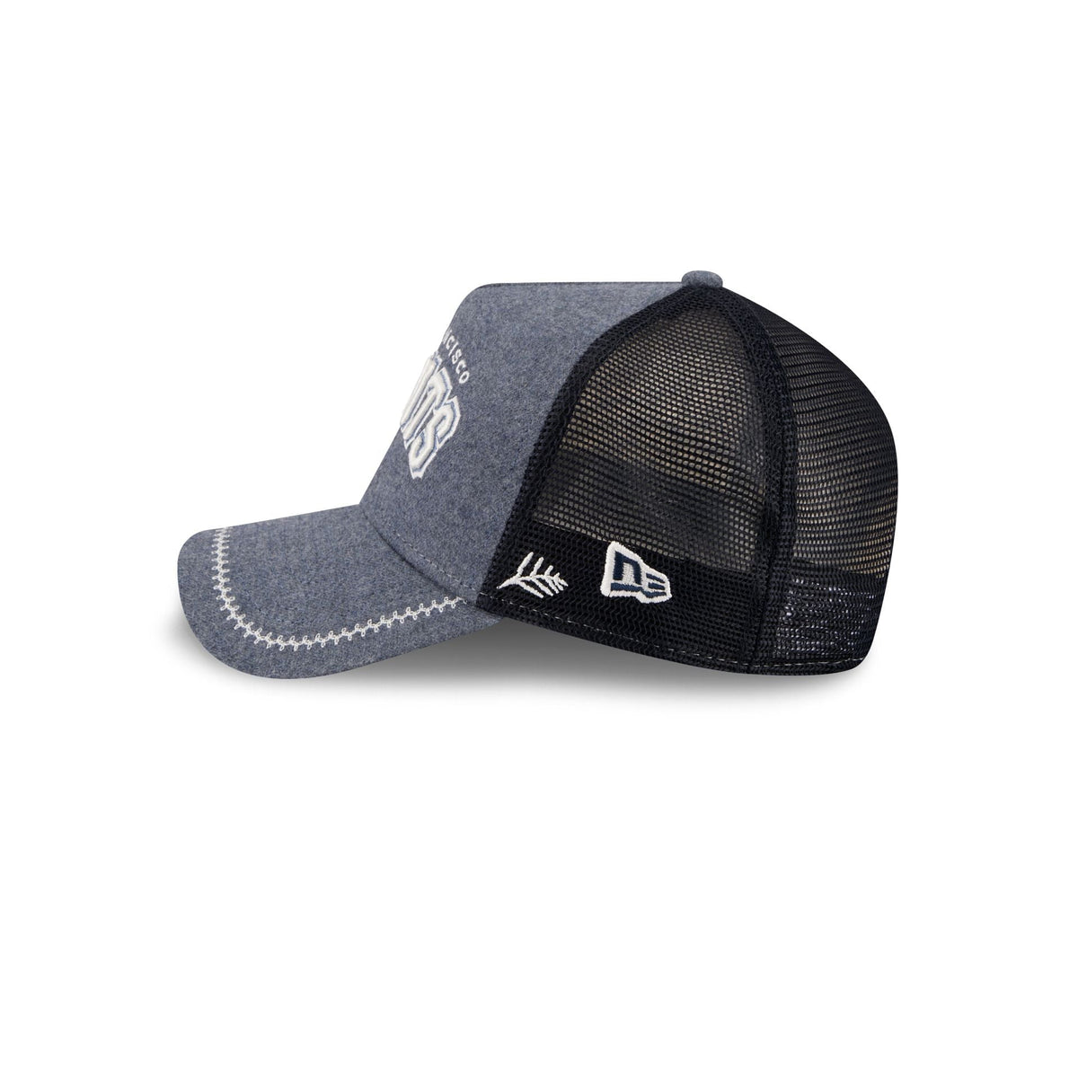 San Francisco Giants Navy Brushed Chambray 9FORTY A-Frame Trucker Hat