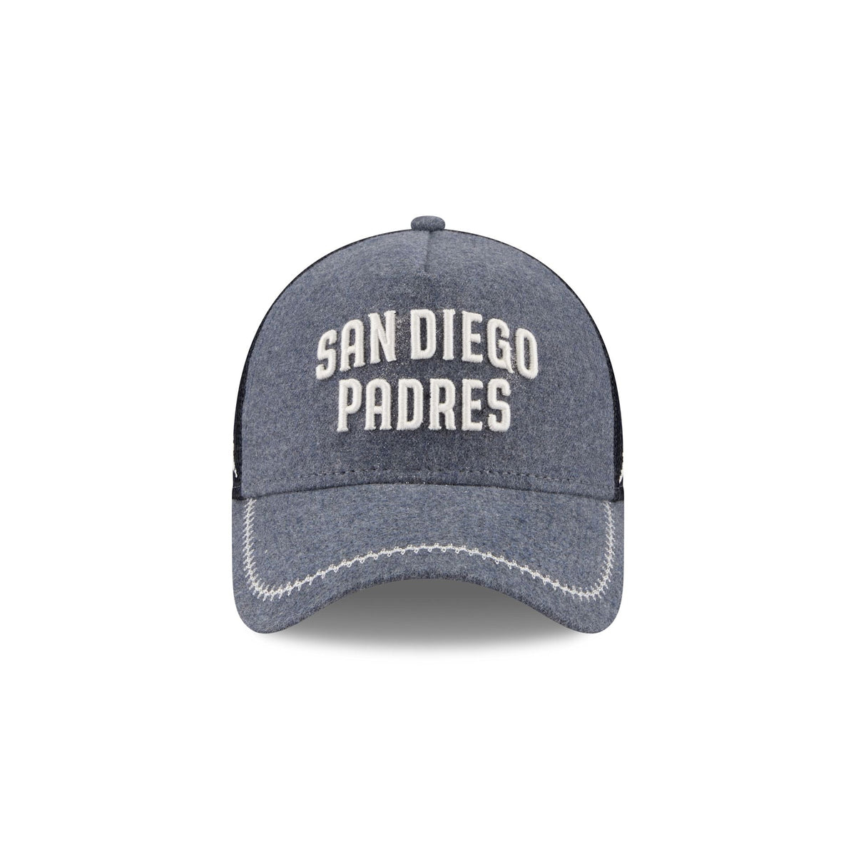 San Diego Padres Navy Brushed Chambray 9FORTY A-Frame Trucker Hat