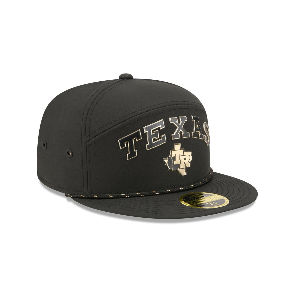 Texas Rangers Gold Logo Rope Split Panel 59FIFTY Fitted Hat