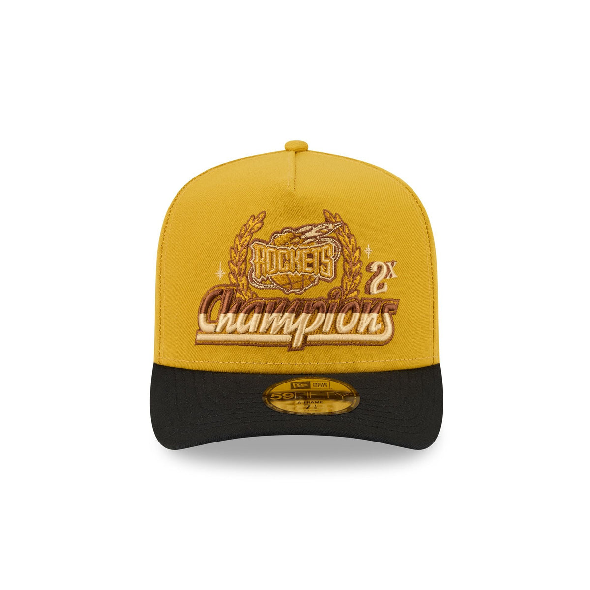 Just Caps Hardwood Classics Trophy Yellow Houston Rockets 59FIFTY A-Frame Fitted Hat