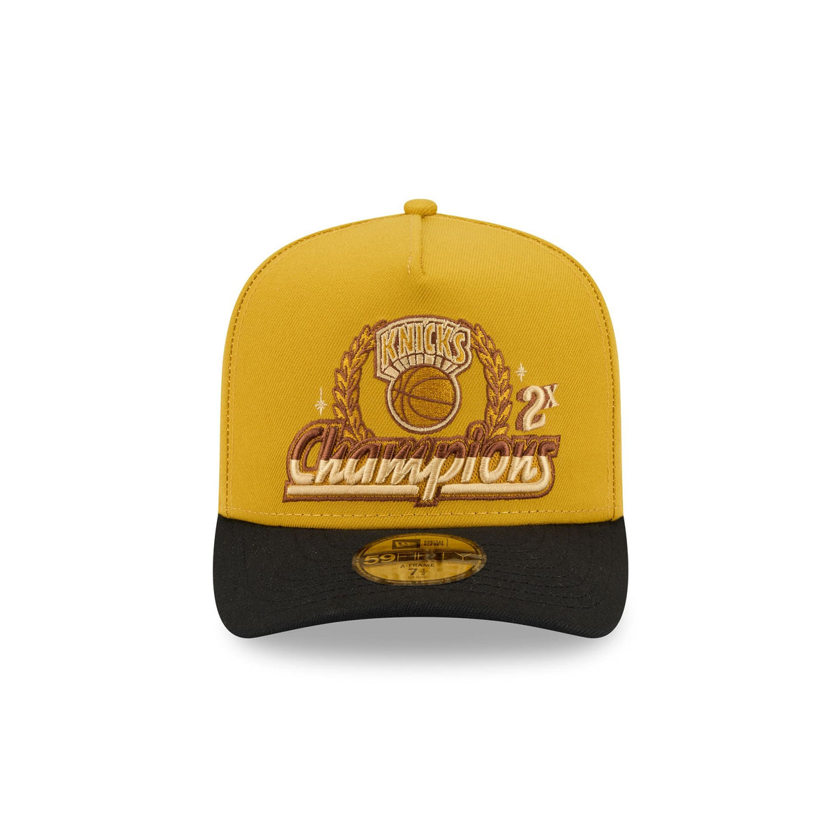 Just Caps Hardwood Classics Trophy Yellow New York Knicks 59FIFTY A-Frame Fitted Hat