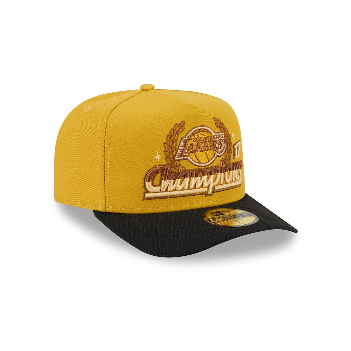 Just Caps Hardwood Classics Trophy Yellow Los Angeles Lakers 59FIFTY A-Frame Fitted Hat