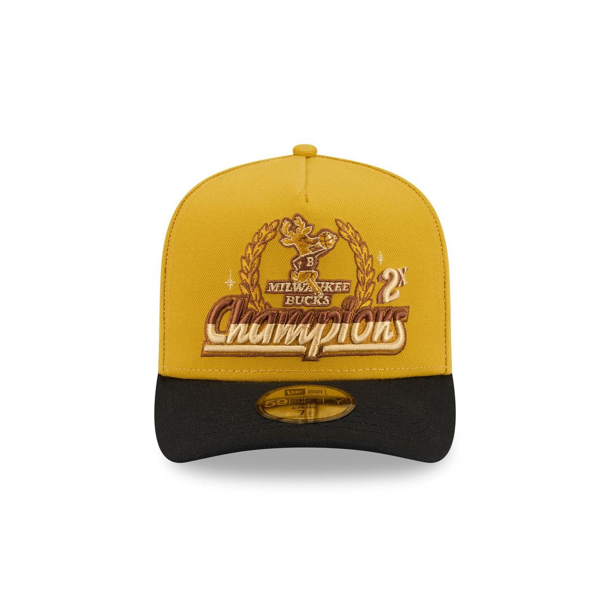 Just Caps Hardwood Classics Trophy Yellow Milwaukee Bucks 59FIFTY A-Frame Fitted Hat