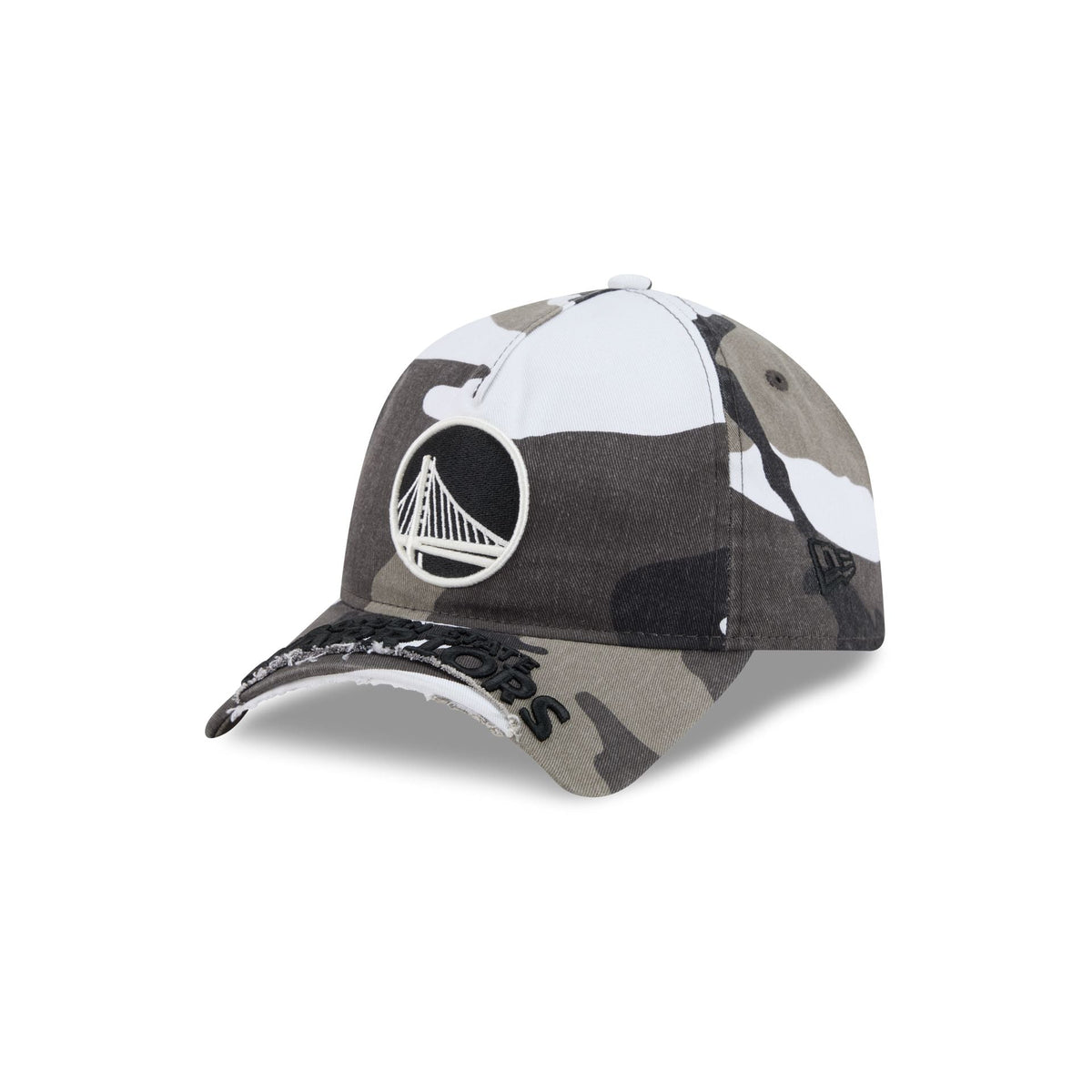 Golden State Warriors Washed Camo 9FORTY A-Frame Unstructured Cut-Off Visor Snapback Hat