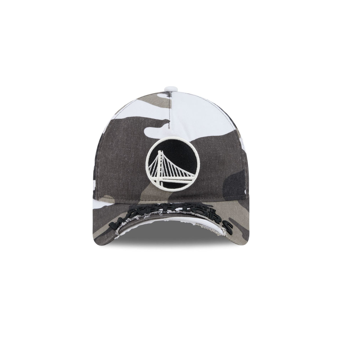Golden State Warriors Washed Camo 9FORTY A-Frame Unstructured Cut-Off Visor Snapback Hat