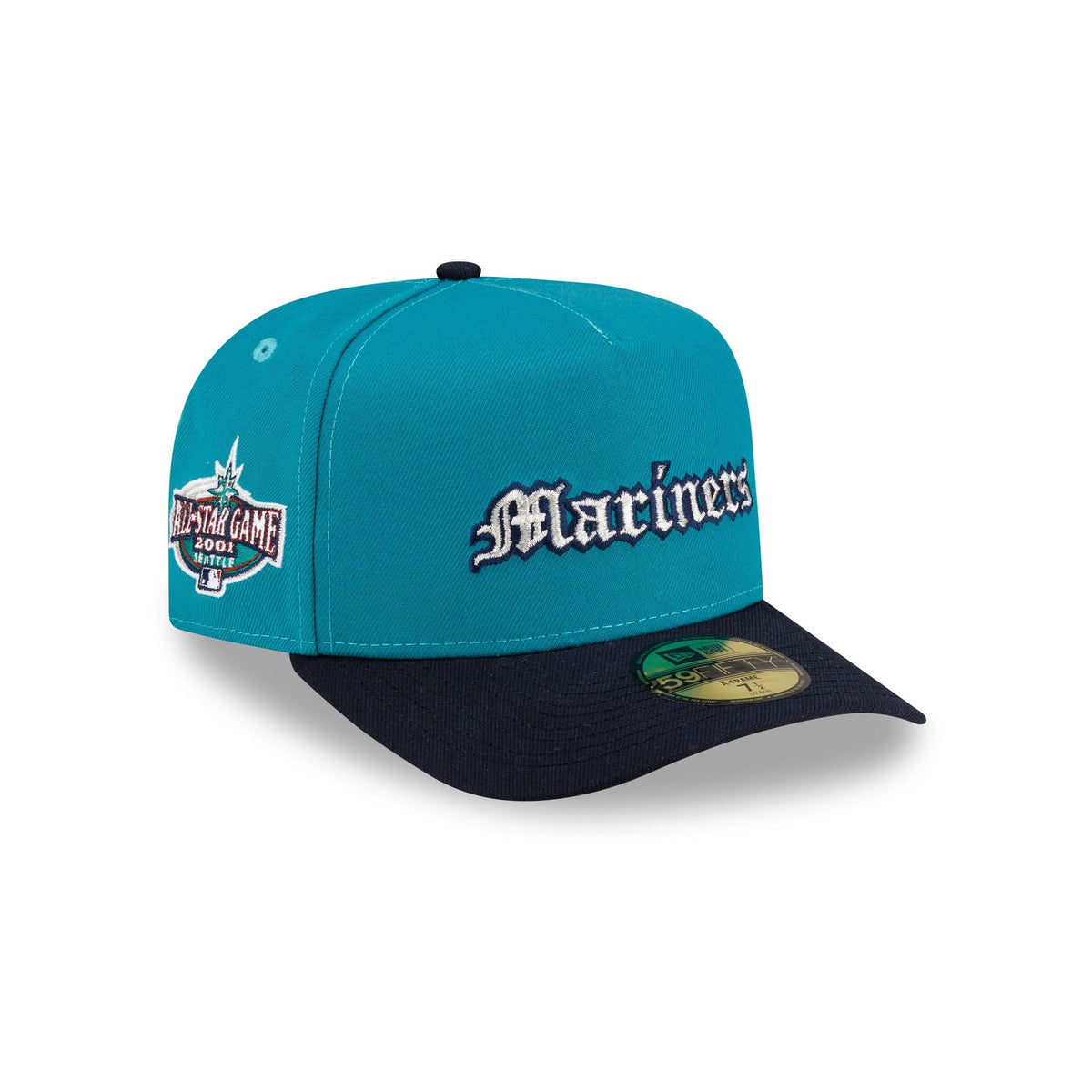 Just Caps Gothic Script Seattle Mariners 59FIFTY A-Frame Fitted Hat