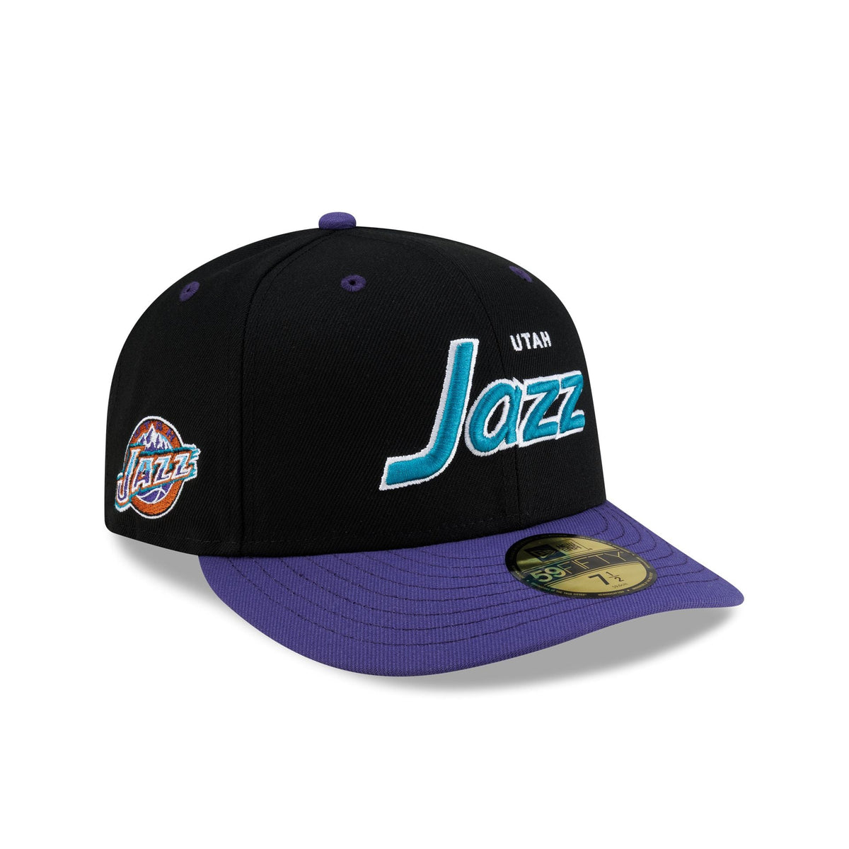 Utah Jazz Hardwood Classics 90s Script 59FIFTY Fitted Hat