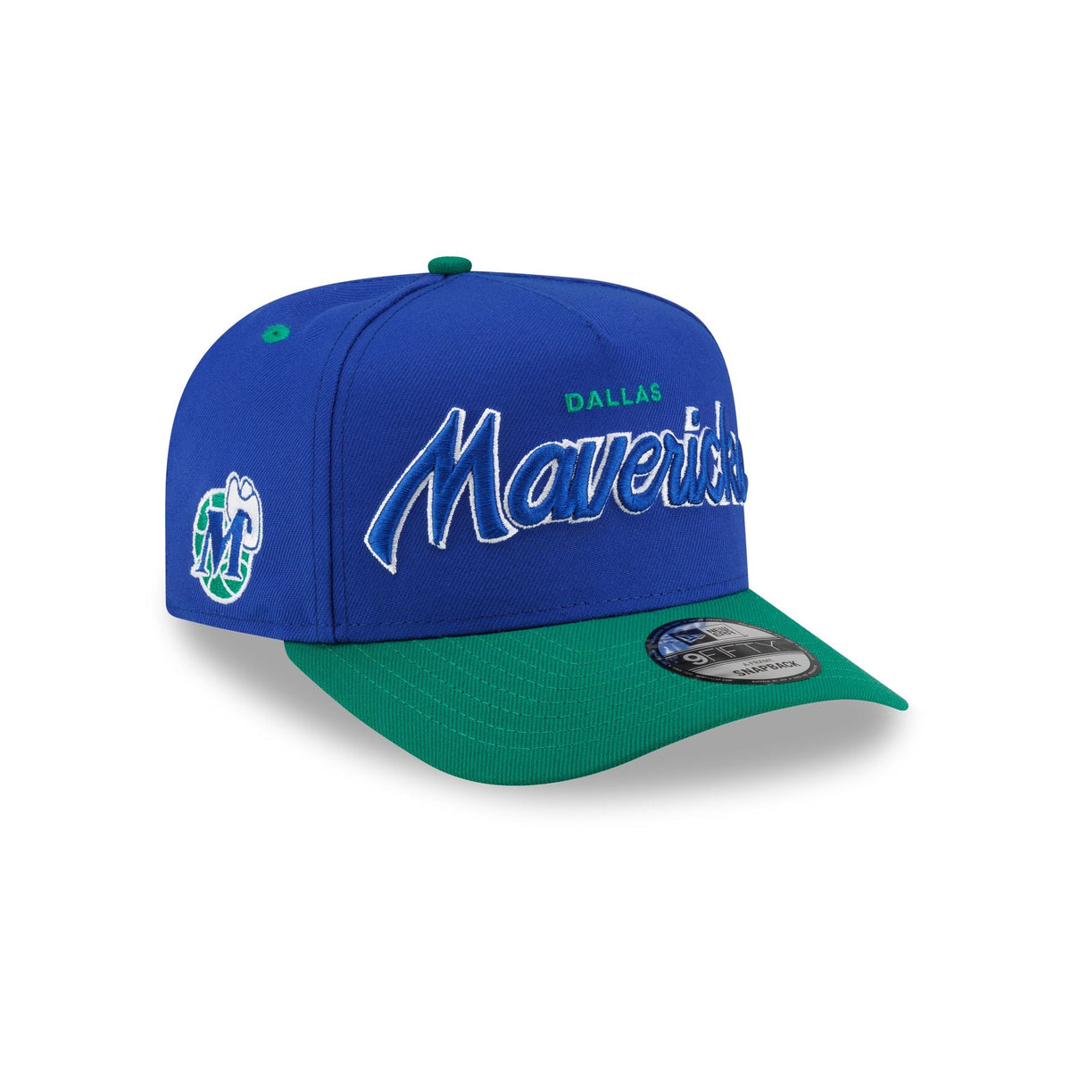 Dallas Mavericks Hardwood Classics 90s Script 9FIFTY A-Frame Snapback Hat