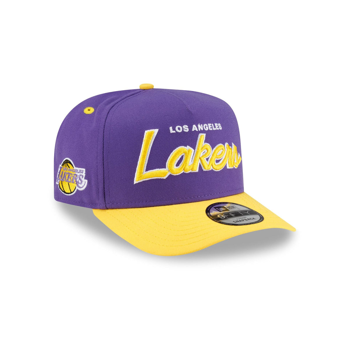Los Angeles Lakers Hardwood Classics 90s Script 9FIFTY A-Frame Snapback Hat