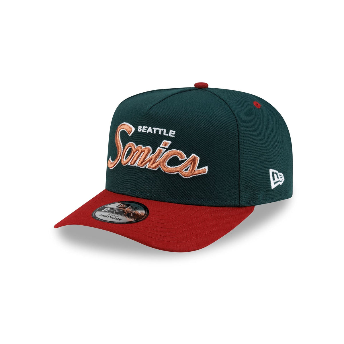 Seattle Supersonics Hardwood Classics 90s Script 9FIFTY A-Frame Snapback Hat