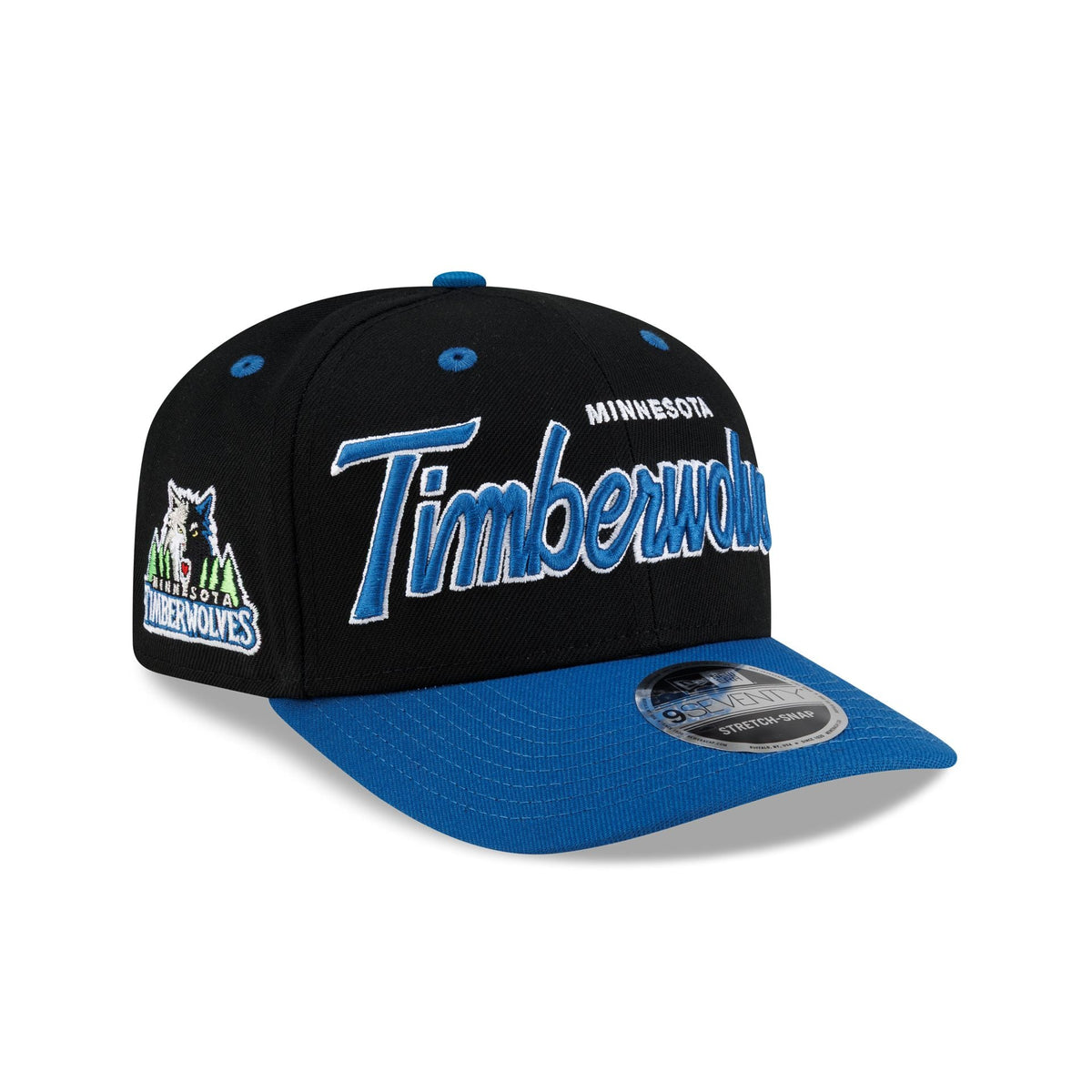 Minnesota Timberwolves Hardwood Classics 90s Script 9SEVENTY Stretch-Snap Hat