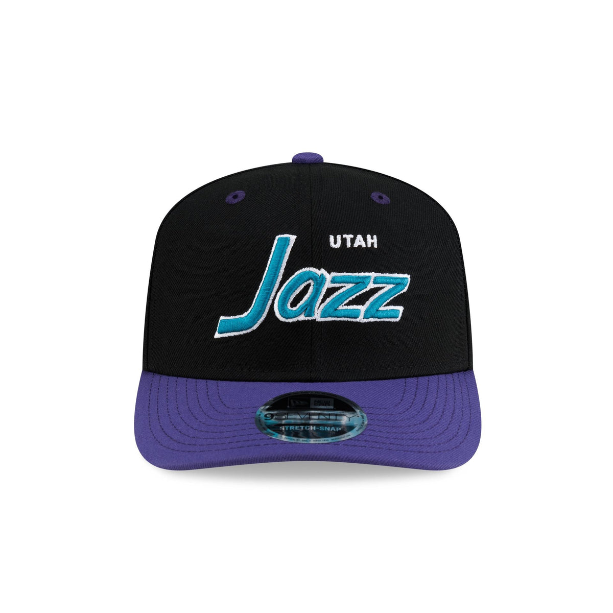 Utah Jazz Hardwood Classics 90s Script 9SEVENTY Stretch-Snap Hat