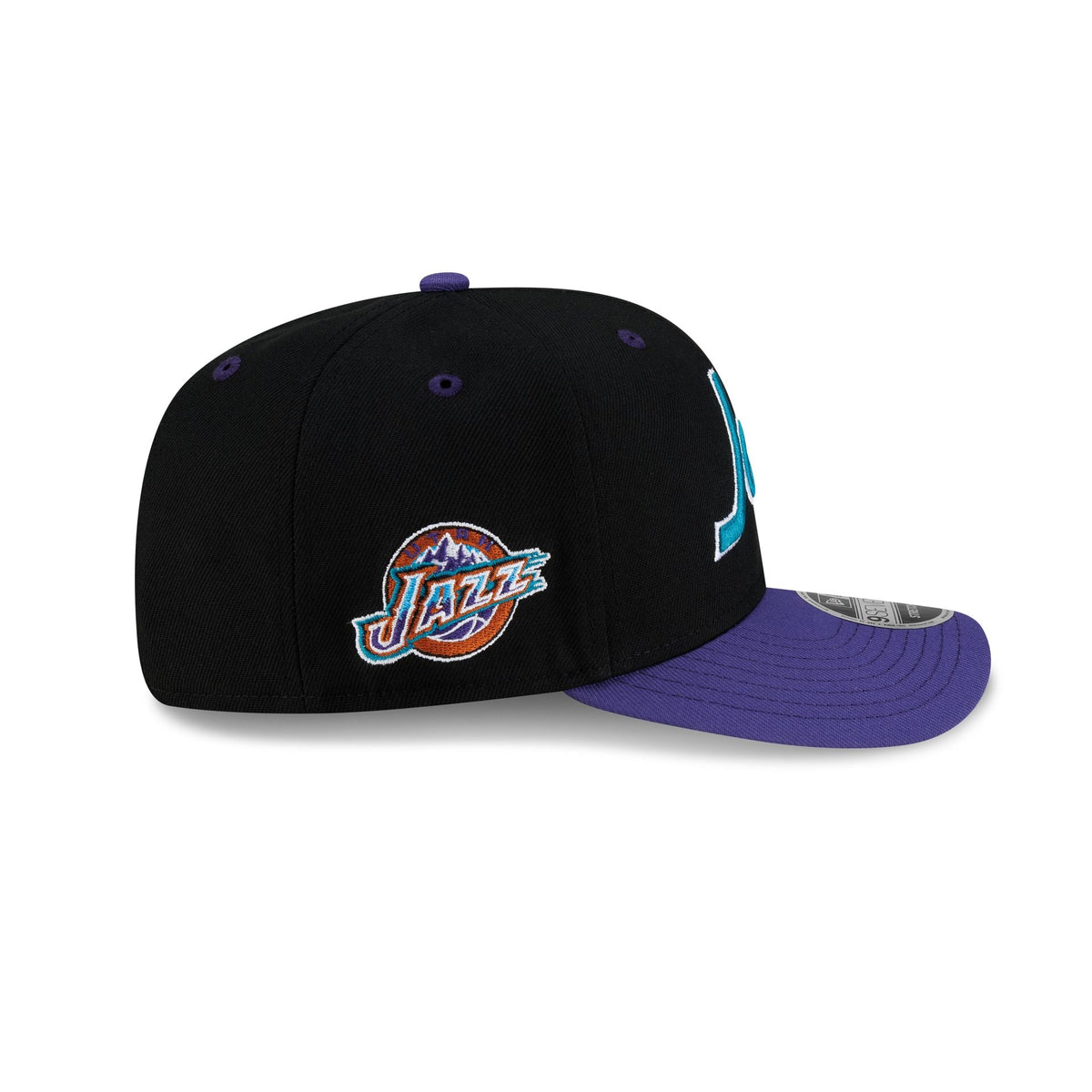 Utah Jazz Hardwood Classics 90s Script 9SEVENTY Stretch-Snap Hat