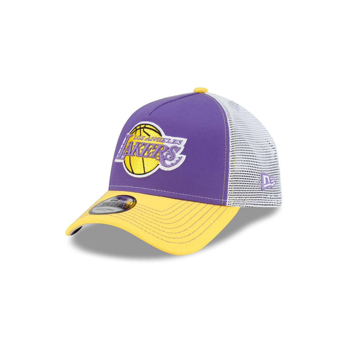 Los Angeles Lakers Hardwood Classics 2000s Contrast Stitch 9FORTY A-Frame Trucker Hat